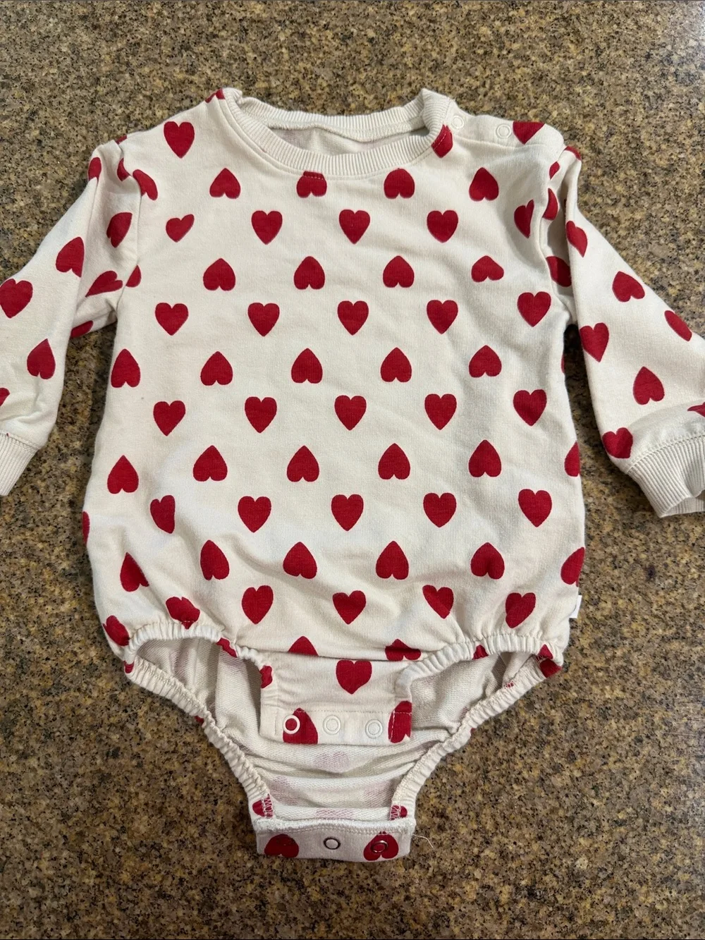 Carter's Cream Long-Sleeve Bodysuit with Red Heart Print